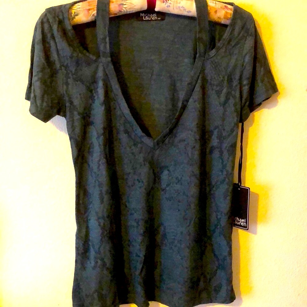 Micheal Lauren Calloway green print cold shoulder XS New!